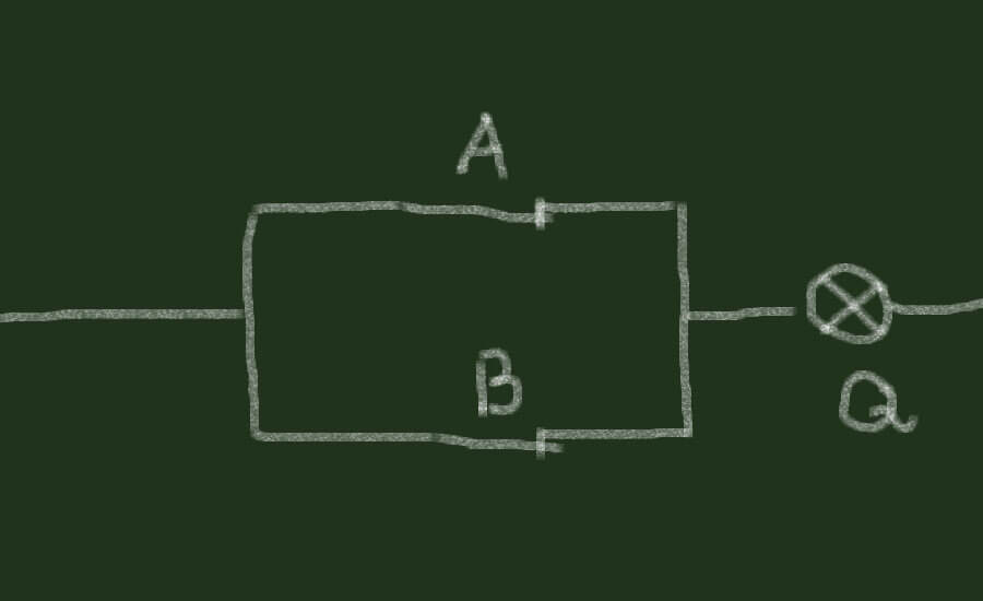 NAND-gate with two NC-contacts in a parallel connection