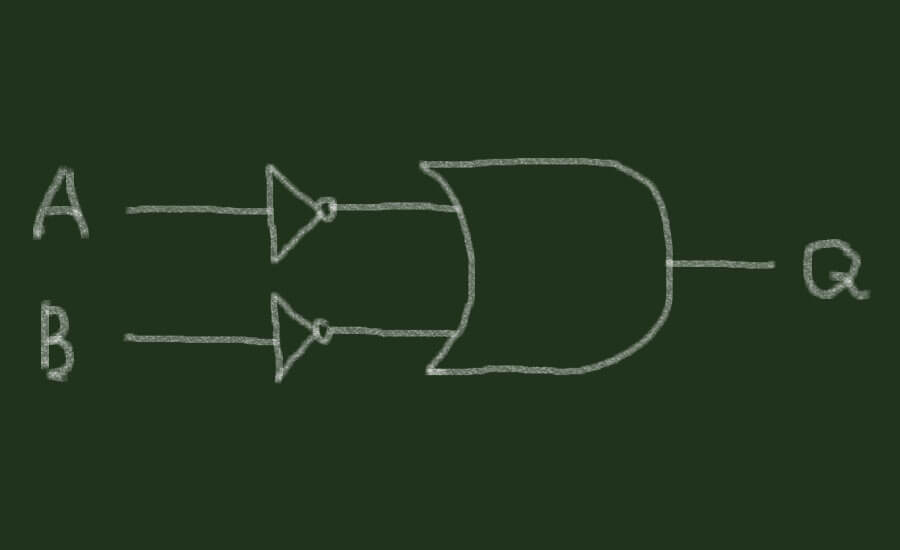 NOT-gate derived from inverting OR-gate inputs