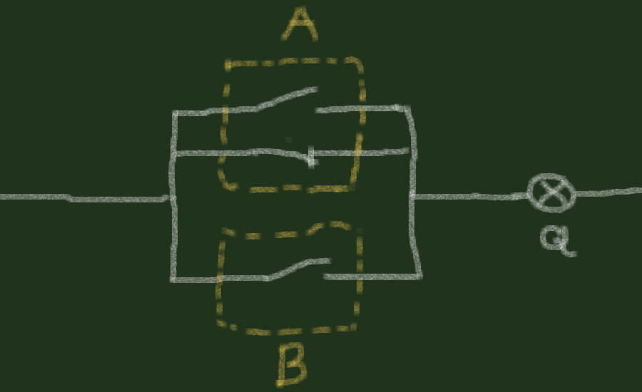 Parallel connection of normally open contact and normally closed