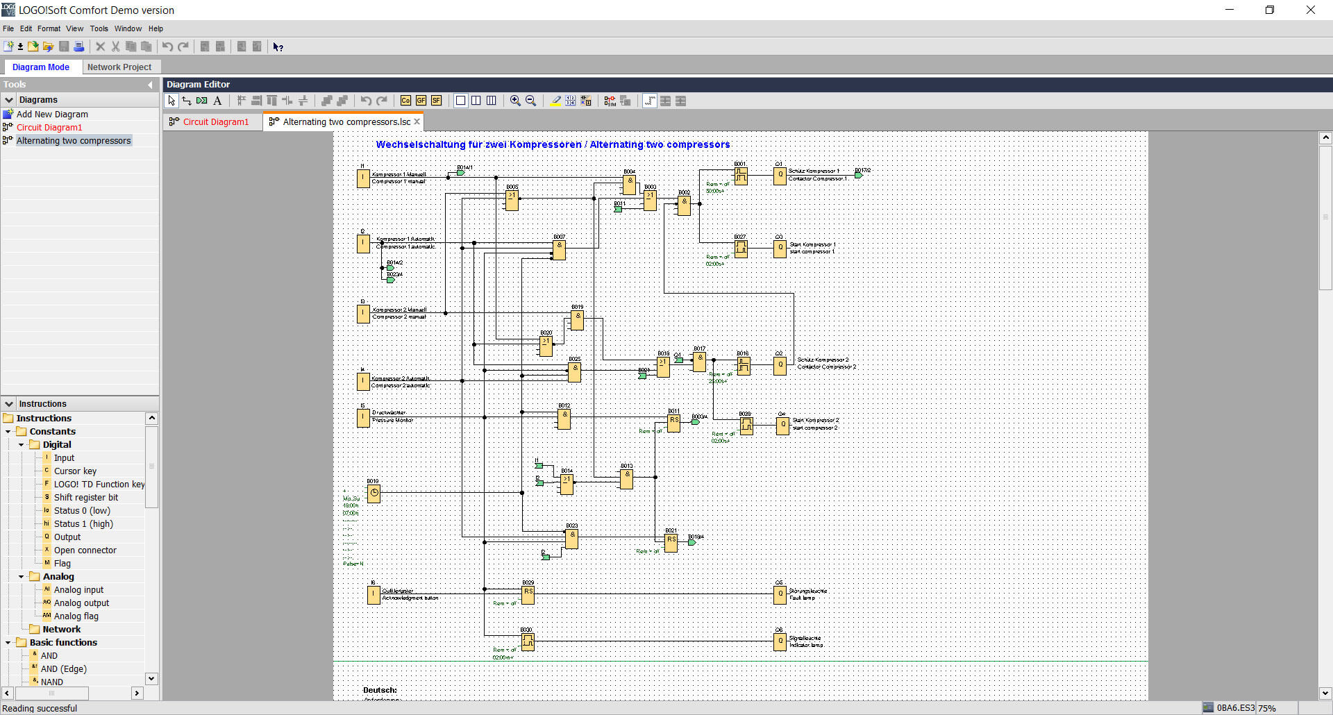 LOGO 8 sample program: Alternating compressors